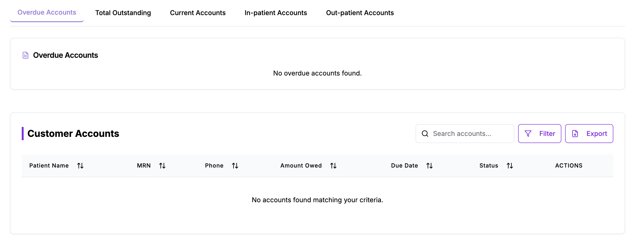 Customer Accounts Dashboard